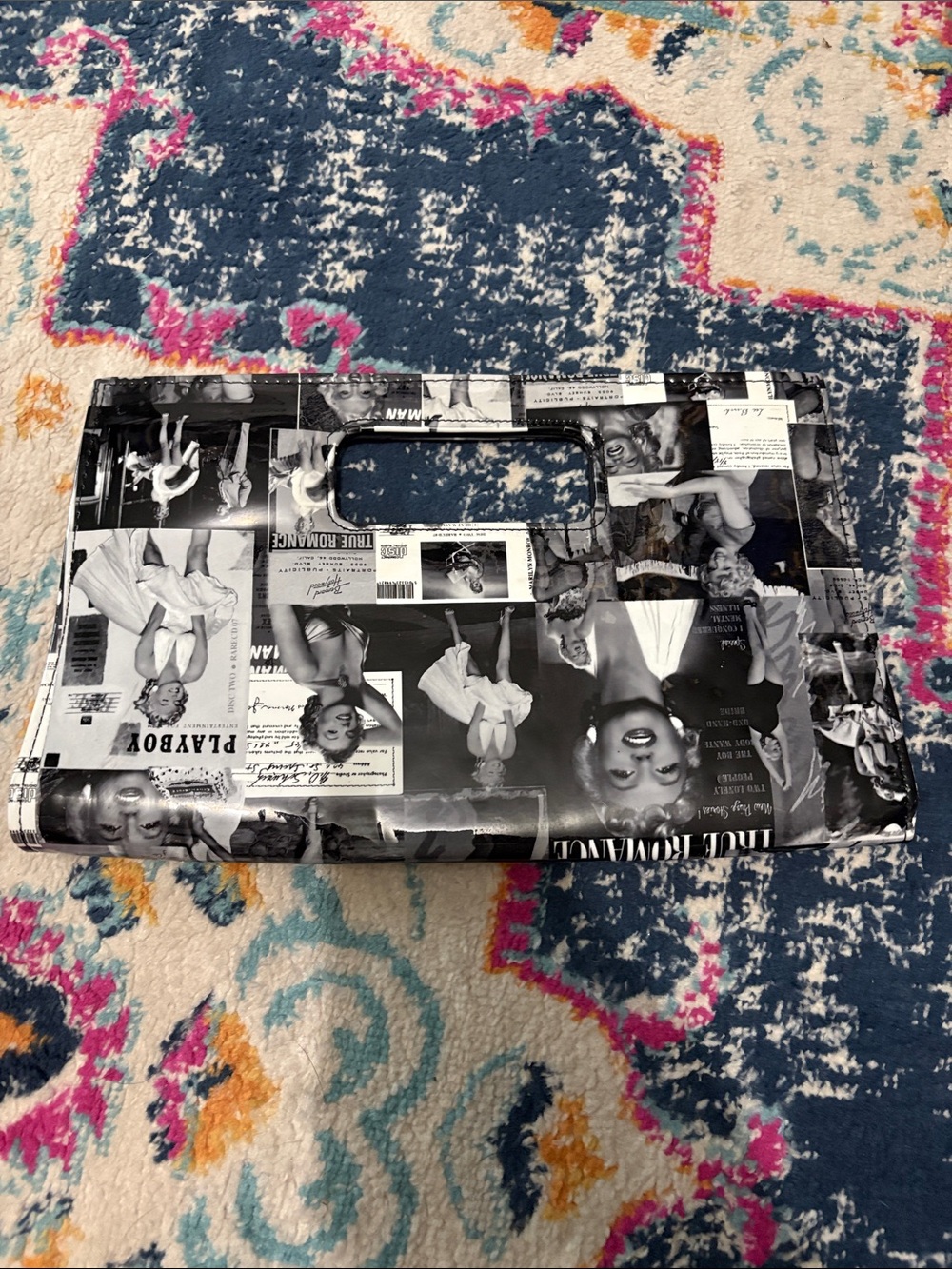 Black & White Photo Collage Handle Clutch
